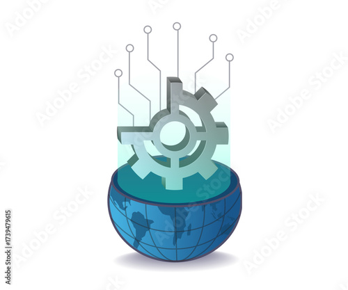 global gear system parts and mechanical world concept