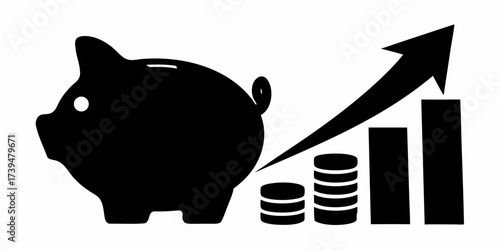 Grow your savings with smart investing a piggy bank with an upward trending graph demonstrates financial growth and investment success for your future