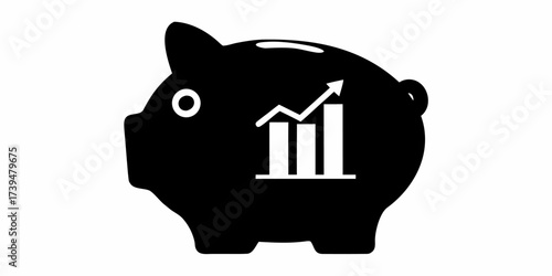 Piggy bank showing upward business growth trend, symbolizing financial success and investment strategy, appealing to finance and investment professionals