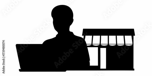 Empowering entrepreneur managing thriving local business online with modern laptop, showcasing digital commerce and small business ownership in a digital age