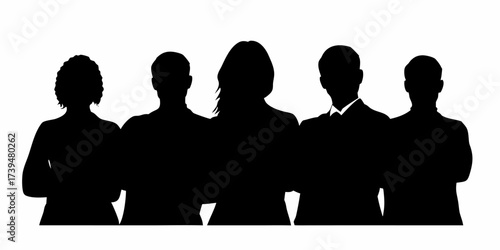 Powerful executive team silhouettes stand united, symbolizing leadership, diversity, and collaboration ready to drive business success with shared vision