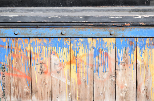 Weathered Paint on Exterior Wooden Wall of Old Shop 