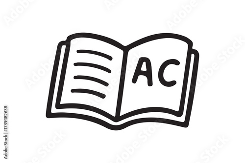 Open Book One Line Continuous Vector Drawing on white background    
