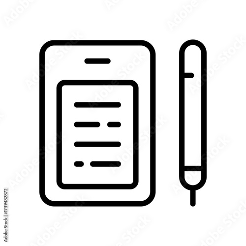 Digital Signature line icon. Electronic authorization signature outline sign. Vector symbol, logo illustration.