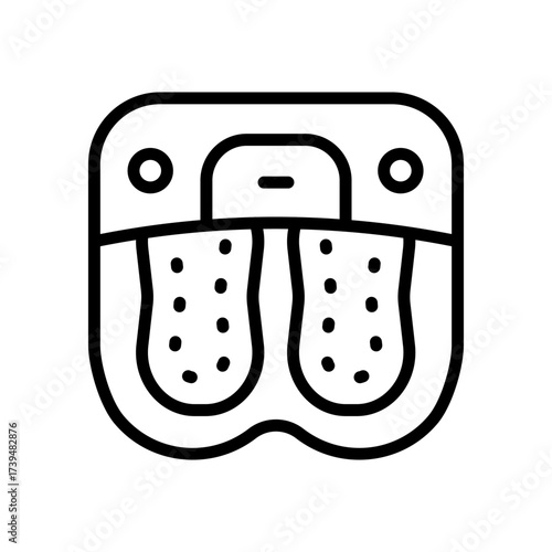 Leg hydro massage outline icon. Physio therapy. Spa treatment. Foot bath. Healthcare, skincare, wellness contour symbol. Vector isolated illustration.