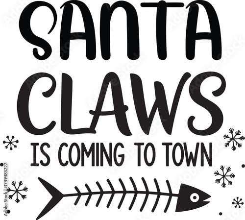 Santa claws is coming to town funny cat christmas design