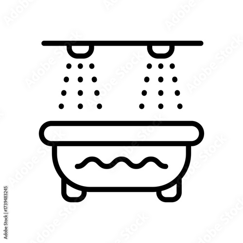 Vichy shower outline icon. Hydro massage sign. Healthcare, skincare, wellness, contour symbol. Spa health. Spa exercise. Vector isolated illustration.