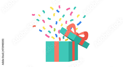 Celebratory surprise: Animated gift box releasing confetti, perfect for greeting cards and