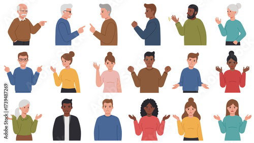 People Disagreeing And Arguing With Various Emotions And Gestures