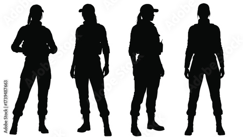 Female Tactical Officer Silhouettes Collection for Security and Military Concepts