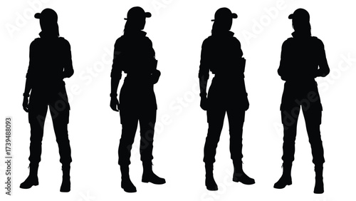 Diverse Female Silhouettes In Uniform Poses