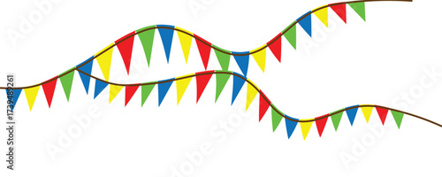 Colorful party flags. Garland with flags. Decorative colorful party pennants for birthday celebration, festival and fair decoration. Vector illustration in eps 10.