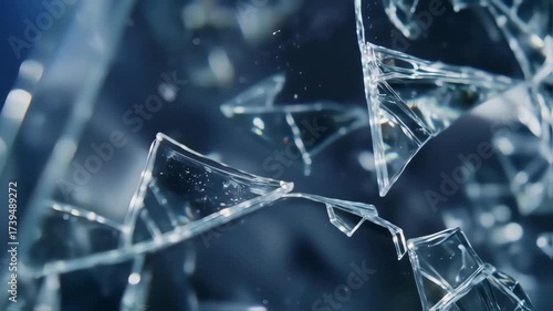 Shattered glass shards close-up