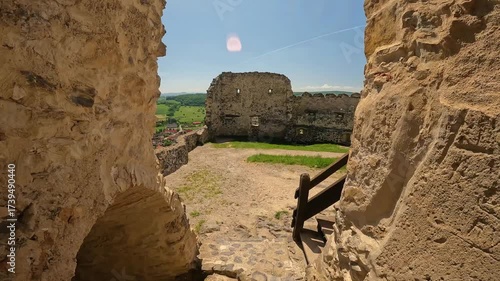 Rupea, Romania 04.09.2025: Exploring the Medieval Inner Courtyards and Walls of Rupea Citadel, a Saxon Fortification in Brașov County