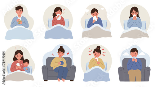 Common Sickness: People With Cold, Flu, And Allergy Symptoms