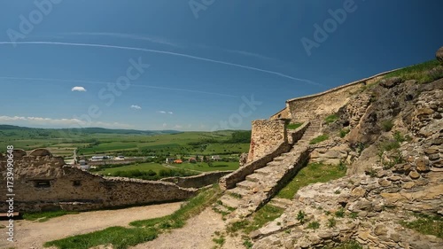 Rupea, Romania 04.09.2025: Exploring the Medieval Inner Courtyards and Walls of Rupea Citadel, a Saxon Fortification in Brașov County