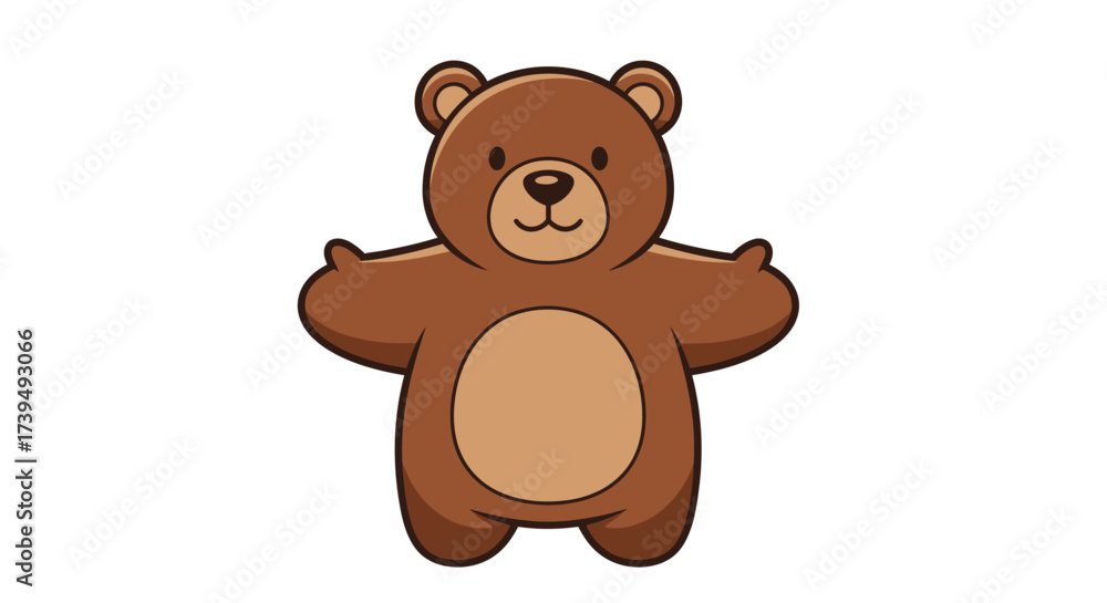 Naklejka premium Adorable Teddy Bear Cartoon Character with Open Arms Ready for a Hug Illustration