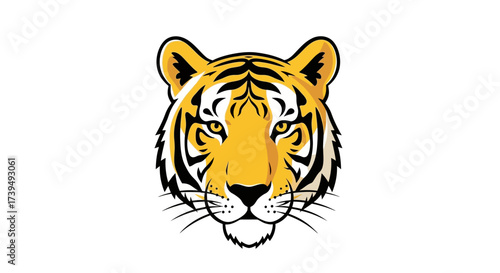 Detailed artistic vector illustration of a roaring tiger head with intense eyes