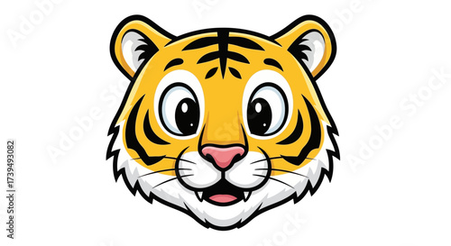 Adorable cartoon tiger face with big eyes and a friendly expression artwork