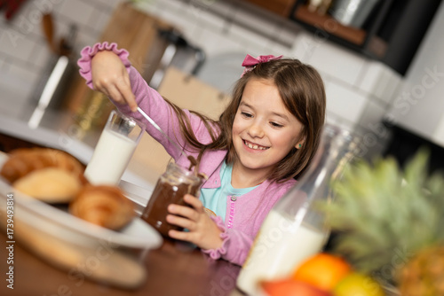 Happy child with nougat cream