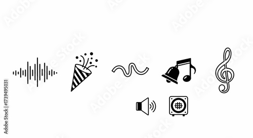 Black and White Sound Wave Icon Representing Audio Frequency.