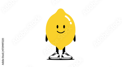 A happy and vibrant lemon character design, perfect for illustrating healthy food and creative