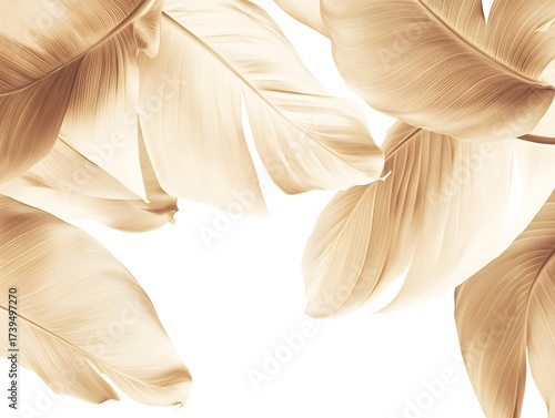 Elegant Beige Tropical Leaves Background Image