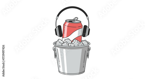 Cool tunes and refreshing drinks an illustration of summer vibes and music enjoyment