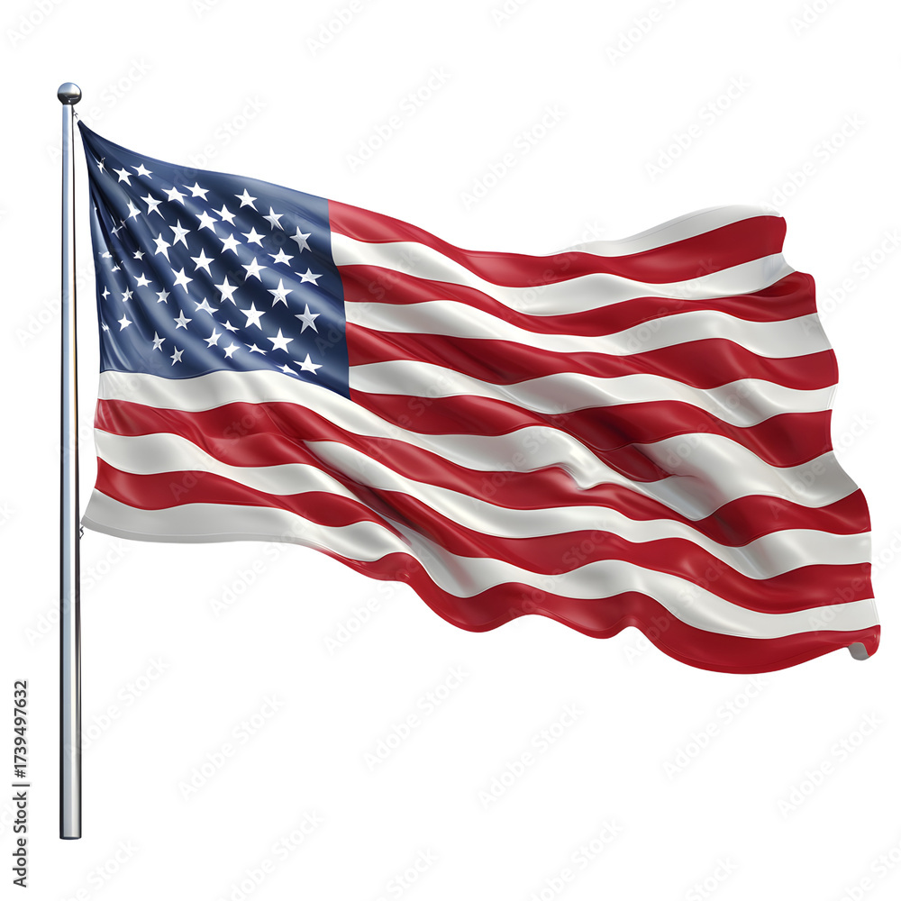 Fototapeta premium Patriotic American Flag with Stars and Stripes Waving Proudly in the Wind