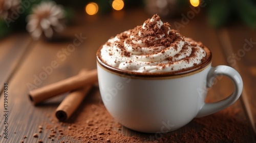 cup of coffee with cinnamon sticks