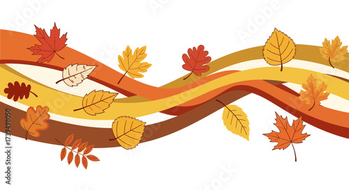 Autumn leaves gently falling on a wavy background with warm colors creating a seasonal and inviting atmosphere perfect for thanksgiving and fall themed designs and decorations for the holidays