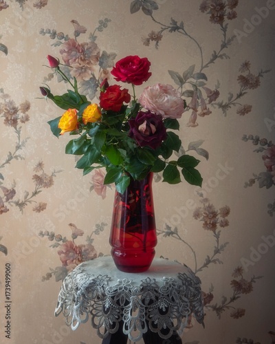 Bouquet of different garden roses