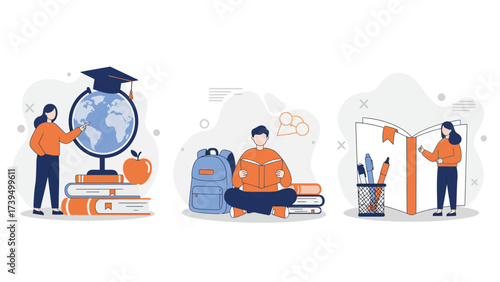 Education and Learning Concepts Flat Illustration Set