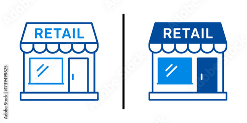 Retail Storefront Shop Building Icon Vector Set Commerce Shopping Business Marketplace Line Art Symbol

