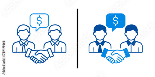 Business Deal Handshake Money Agreement Icon Set Investment Partnership Finance Transaction Vector

