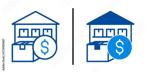Warehouse Storage Cost Inventory Price Icon Set Logistic Supply Chain Distribution Business Vector

