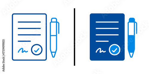 Agreement Icon :Illustrates a agreement concept, a signed document with a pen, symbolizing agreement, business, and contract