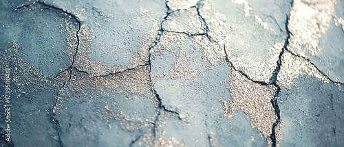 Wallpaper Mural Cracked gray clay surface sprinkled with silver glitter. Abstract earthy background for design textures and modern styling visuals. Torontodigital.ca