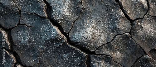 Wallpaper Mural  Macro shot of black cracked volcanic clay with shiny reflection and natural texture. Dramatic organic surface for backgrounds, mockups, beauty or spa product presentation. Torontodigital.ca