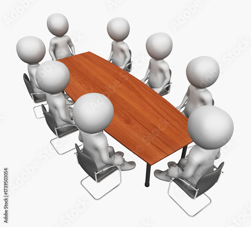 Konferenztisch und sitzende 3D Figuren, Freisteller