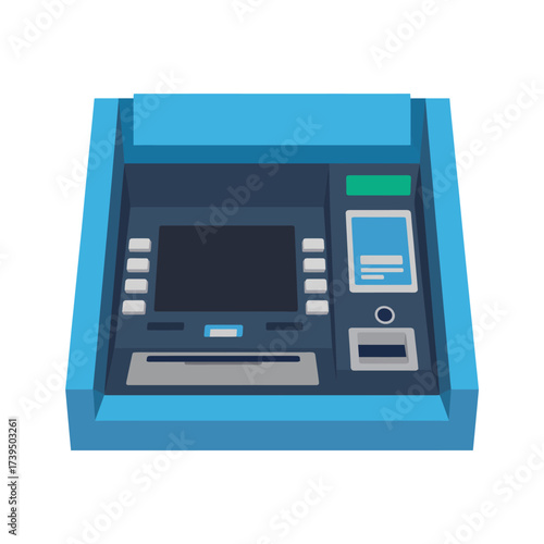 Isometric illustration of an atm machine isolated on white background