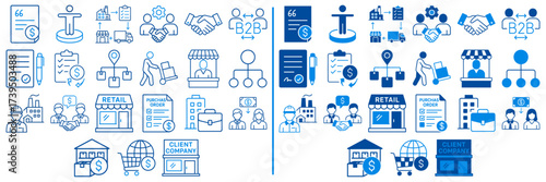 Business Icon Set: A comprehensive collection of intricate icons representing various aspects of business and commerce, offering a visual toolkit for projects focused on business, finance.