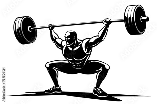 Muscular athlete lifting a heavy barbell during strength training at the gym