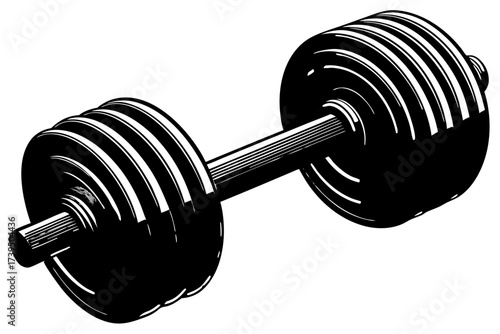 Isolated metal dumbbell on a white background for weightlifting and fitness training