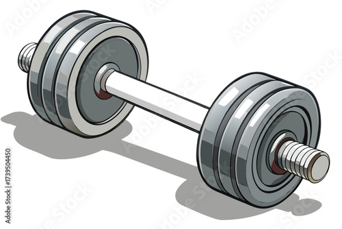 Metal dumbbell isolated on a white background for weightlifting and fitness training