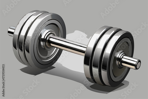 Metal dumbbell isolated on a white background, a piece of heavy gym equipment for fitness and strength training