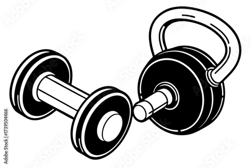 This heavy metal dumbbell isolated on white is essential equipment for strength training, bodybuilding, and a complete fitness workout