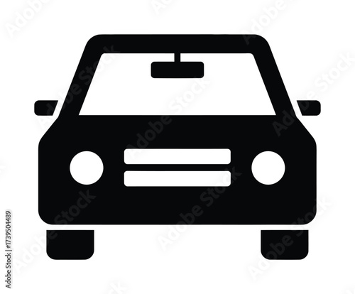 Front View Car Silhouette Vector Automotive Vehicle Icon Simple Design