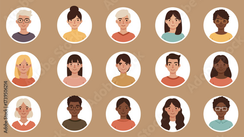 Diverse Cartoon Avatar Profile Pictures Collection for User Interface and Social Media