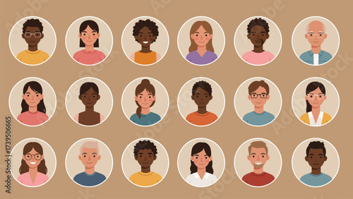 Diverse Multicultural People Avatar Collection For User Profiles